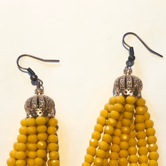 Yellow/Antique Rose Gold Crystal Tassel Ear… - Picture 5 of 16